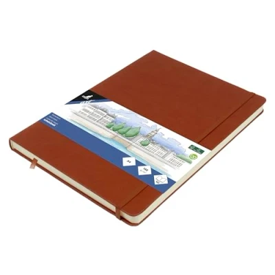 Afbeelding van Kangaro schetsboek A4 cognac hardcover kaft met elastiek en lint K 861247