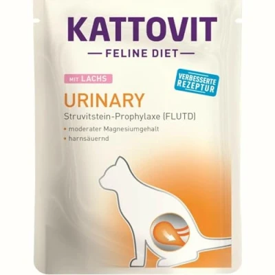 Afbeelding van 12x85g Urinary Zalm Kattovit Kattenvoer Maaltijdzakjes