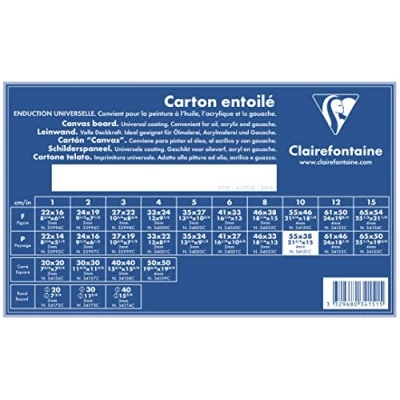 Afbeelding van Clairefontaine 34151C een karton om te schilderen met witte coating, 55 x 38 cm (formaat 10P liggend formaat), dikte 4 mm, wit canvas