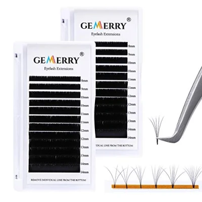 Afbeelding van 2 dozen GEMERRY Russisch volume, individuele wimperverlenging, kunstwimpers, C krul, dikte 0,07 mm, gemengde lengte 8 14 maak boeketten 2d 3d 5d 8d magische volume wimpers professioneel (2 x