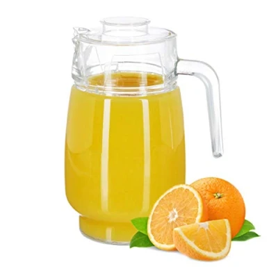 Afbeelding van Relaxdays Waterkan met deksel schenkkan sapkan glazen kan karaf 1.5 L
