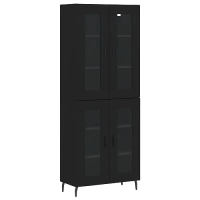 Afbeelding van Hoge kast 69,5x34x180 cm bewerkt hout zwart