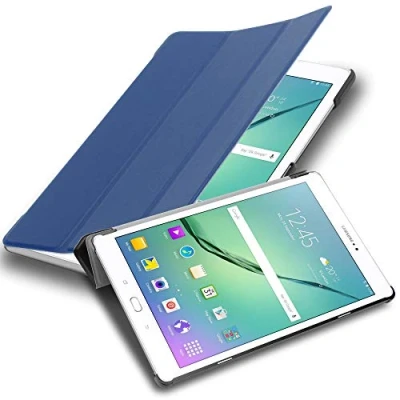 Afbeelding van Cadorabo Tablet Hoesje geschikt voor Samsung Galaxy Tab S2 (9.7 inch) in JERSEY DONKER BLAUW Ultra dun beschermend geval met automatische Wake Up en Stand functie Book Case Cover Etui