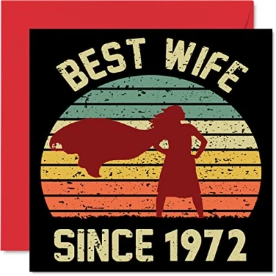Afbeelding van Wenskaart voor de 51e trouwdag van echtgenoot Best Wife Since 1972 I Love You wenskaarten partner, 145 mm x