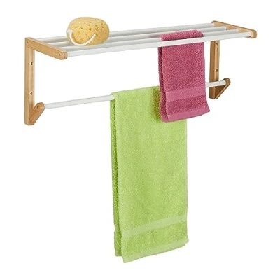 Afbeelding van Relaxdays handdoekrek muur handdoekhouder met 4 stangen baddoek rek muurbevestiging