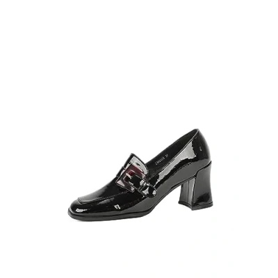 Afbeelding van QUEEN HELENA ZM9509 stijlvolle casual Franse hakmocassins voor dames, zwart.