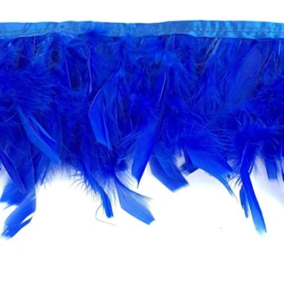 Afbeelding van Sowder 2 stuks kalkoenveren franjes voor feest, trouwjurk, naaien, knutselen, kostuumdecoratie (koningsblauw)