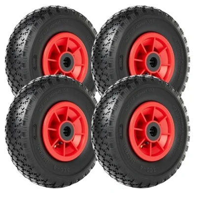 Afbeelding van Wiltec HT2046 Set van 4 wielen 3.00 85 x 260 mm 90 kg met kunststof velg, hoekventiel, luchtbanden voor steekwagen, trolley enz