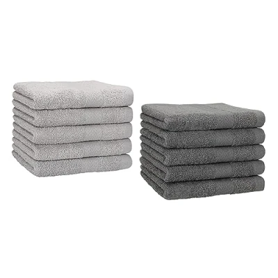 Afbeelding van Betz gastendoekjes, premium 100% katoen, 30 x 50 cm, zilvergrijs en antraciet, 10 stuks