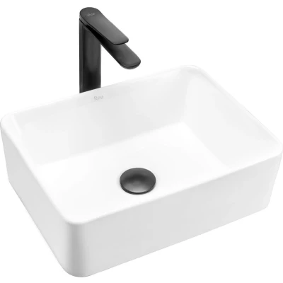 Afbeelding van REA Anita Mini Opzetwastafel Waskom 41 x 31 13.5 cm Glans Wit