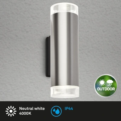 Afbeelding van Briloner Leuchten LED buitenlamp metaal 2x GU10 4,7W IP44 400lm 4000K roestvrij staal