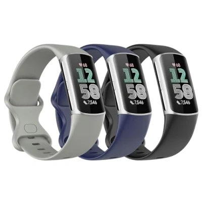 Afbeelding van Astorgos 3 stuks reservearmband compatibel met Fitbit Charge 6/Fitbit 5 voor dames en heren, zachte TPE armband
