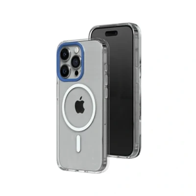 Afbeelding van RHINOSHIELD Transparante hoes compatibel met Magsafe voor [iPhone 15 Pro] Superieure magnetische sterkte, hoge transparantie en vergeelt niet. Aanpasbaar Kobaltblauw Contour fotolenzen