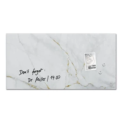 Afbeelding van Sigel Artverum Marble &amp; Gold GL361 Glazen magneetbord (b x h) 91 cm 46 Wit