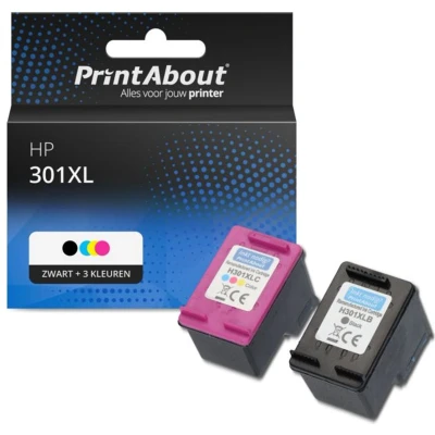 Afbeelding van Huismerk HP 301XL (N9J72AE) Inktcartridge Zwart + 3 kleuren Voordeelbundel Hoge capaciteit