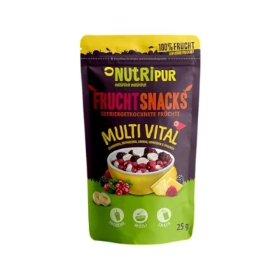 Afbeelding van Gevriesdroogd fruitmengsel &quot;Multi Vital&quot; 100 g fruitsnacks I ongezoete bessen en gedroogde vruchten mix van frambozen, bramen, ananas, veenbessen bananen 100% fruit