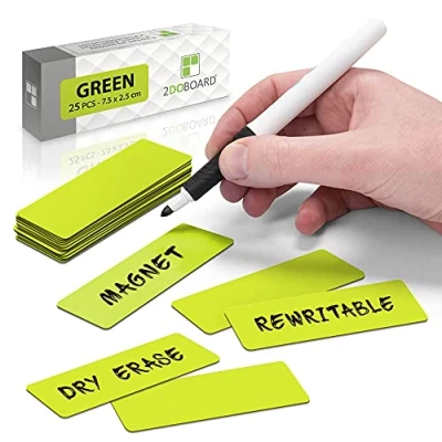 Afbeelding van 25 Whiteboard Magneten Balk 7,5 x 2,5 cm Groen Herschrijfbaar