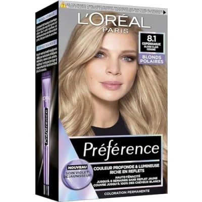 Image de PREFERENCE L&#039;Oréal Paris Préférence Blond Polaire Coloration Permanente Cheveux, Nuance : Copenhague 8.1, clair cendré