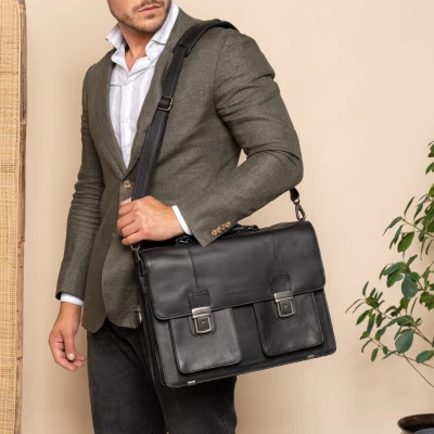 Afbeelding van The Chesterfield Brand Leren Aktetas Zwart Springfield