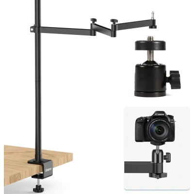 Afbeelding van Ulanzi Verstelbare bureaustandaard met tafelklem voor camera of videolamp 1 arm 1/4inch schroefaansluiting klem Zwart