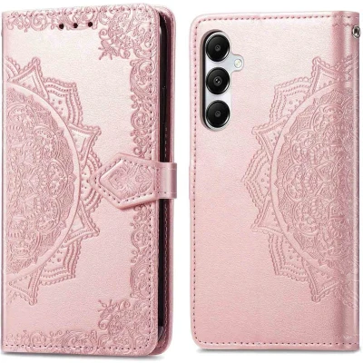 Afbeelding van iMoshion Hoesje Geschikt voor Samsung Galaxy A55 Met Pasjeshouder Mandala Bookcase Rosé Goud