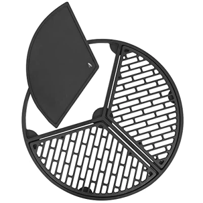Afbeelding van BBQ Toro gietijzeren grillset met grillrooster en kookplaat, Ø 54,5 cm, geperst, 3 zones, geschikt voor kogelgrill van 57 platen