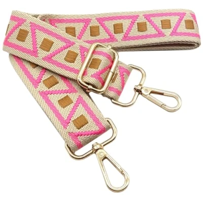 Afbeelding van Kleurrijke schoudertas voor dames, brede tasriem, roze, bruin, verstelbare schouderriem met gouden karabijnhaak, duurzaam schoudertas, tas, doe het zelf schouderriem, accessoires meisjes,