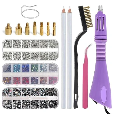 Afbeelding van Hotfix applicator, strass gereedschap Bedazzler set met strass, applicator voor het maken van doe zelf