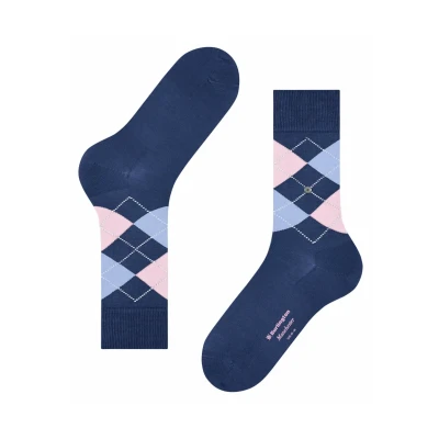 Afbeelding van Burlington Manchester Sok Ruit Blauw 6583 maat 40 46 Heren Halfhoge sokken Katoen Suitable Herenkleding