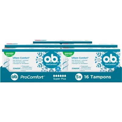 Afbeelding van o.b. ProComfort Super Plus tampons zeer zware menstruatiedagen 5x16 stuks