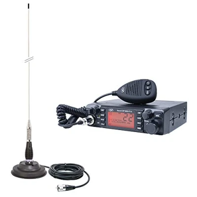 Afbeelding van PNI HP 9001 Pro ASQ CB Radio Pack, verstelbaar, AM FM, 12 V, 4 W + ML100 antenne, 26 30 MHz, 250 W, 100 cm, magneet 125 mm inbegrepen