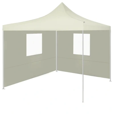 Afbeelding van Partytent met 2 zijwanden inklapbaar 2x2 m staal crème