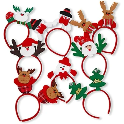 Afbeelding van THE TWIDDLERS 8 Kerst Haarband Hoofdband voor Kinderen en Volwassenen Kerstman, Sneeuwpop, Rendier, Kerstboom Stevig Comfortabel Kerstfeestkostuum, Rekwisieten
