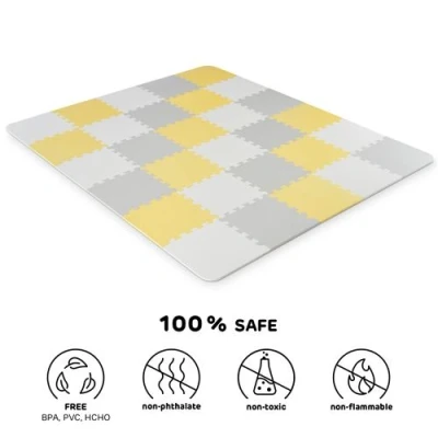 Image de Kinderkraft LUNO, Tapis en mousse 1er age, Puzzle d&#039;eveil bébé, Jaune