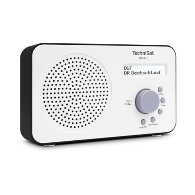 Afbeelding van TechniSat Viola 2 draagbare dab radio (Dab+, FM, luidspreker, hoofdtelefoonaansluiting, display op lijnen, bedieningsknop, klein, 1 watt RMS) wit/zwart