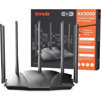 Afbeelding van Tenda wifi router 6 RX12 Pro, AX3000 dual band router, 5 x dBi krachtige antennes, brede dekking, LAN/WAN ethernetpoorten zonder configuratie, intelligent bezoekersbeheer