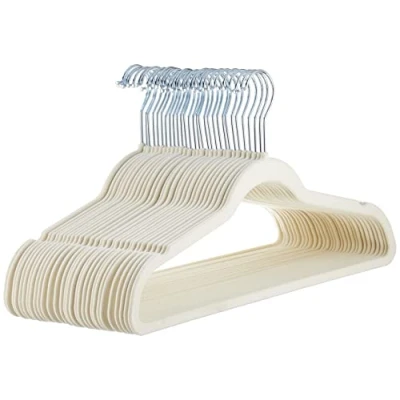 Afbeelding van Amazon Basics 30 stuks smalle en antislip kleerhangers voor overhemden, kostuums, ivoorkleur