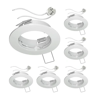 Afbeelding van ledscom.de 6 plafondinbouwframes FERE, rond, wit glanzend (LED/halogeen/MR16/50 mm) incl. GU5.3 fitting