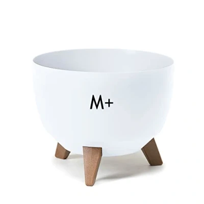 Afbeelding van Bloempot M+ met kunststof voetjes, ronde schaal inzetstuk, kleur wit, H 23,5 cm, D 33 cm