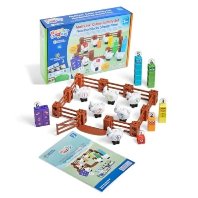 Afbeelding van Learning Resources HM96093 UK MathLink Schapen dobbelstenen set leeftijd 3 4 5 6 jaar CBeebies speelgoed cijfer speelboerderij EYFS 10 wiskundige activiteiten inbegrepen meerkleurig