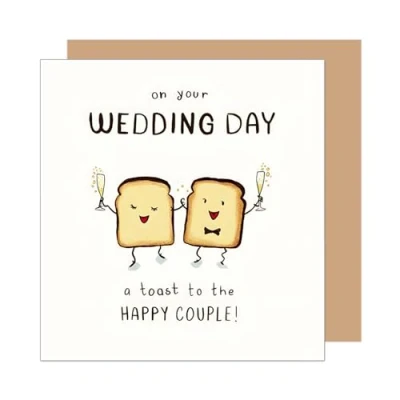 Afbeelding van Edition Seidel HQ104 SW025 Hoogwaardige vierkante wenskaart met envelop Just Married Mr. &amp; Mrs Toast