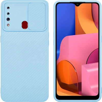 Afbeelding van Cadorabo Hoesje geschikt voor Samsung Galaxy A20s in Bonbon Licht Blauw Beschermhoes van flexibel TPU silicone Case Cover en met camerabescherming