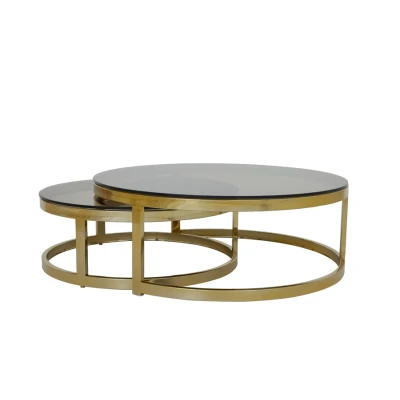 Afbeelding van Light &amp; Living Salontafel MILAGRO Ø100.5x36.5cm Goud Set van 2