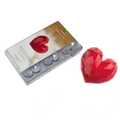 Afbeelding van Martellato Chocolade Holvorm Diamant Hart (6x) 70x66x20mm