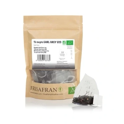 Image de FRISAFRAN thé noir Earl Grey biologique en pyramides 15 unités 30g Antiseptique Feuilles de Énergisant Sachets Frais et Floral comte gris