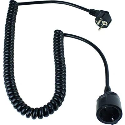 Afbeelding van AS Schwabe 70425 Stroom Verlengkabel Zwart 4 m H05VV F 3G 1,5 mm² Spiraalkabel