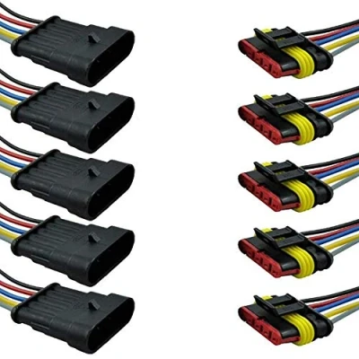 Afbeelding van Mintice 5 x polige auto, automatisch, waterdicht, elektrische connector, stekkerset met AWG draad van mariene kaliber