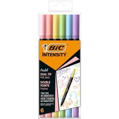 Afbeelding van Bic viltstift Intensity Dual tip, etui van 6 stuks, pastel 12 stuks