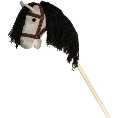 Afbeelding van Teddykompaniet Pluche stokpaard met teugels 80cm Grijs / Bruin