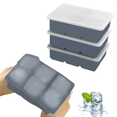 Afbeelding van JOPHEK IJsblokjesvorm, 3 stuks, 18 vakken, ijsblokjesvorm van siliconen met deksel, grote vierkante ijsblokjes, 4,8 cm, voor cocktails, whisky, wijn, fruit, fruitpuree, ijs